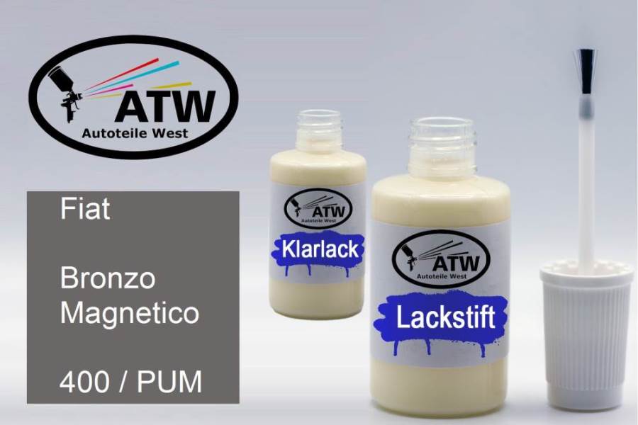 Fiat, Bronzo Magnetico, 400 / PUM: 20ml Lackstift + 20ml Klarlack - Set, von ATW Autoteile West.